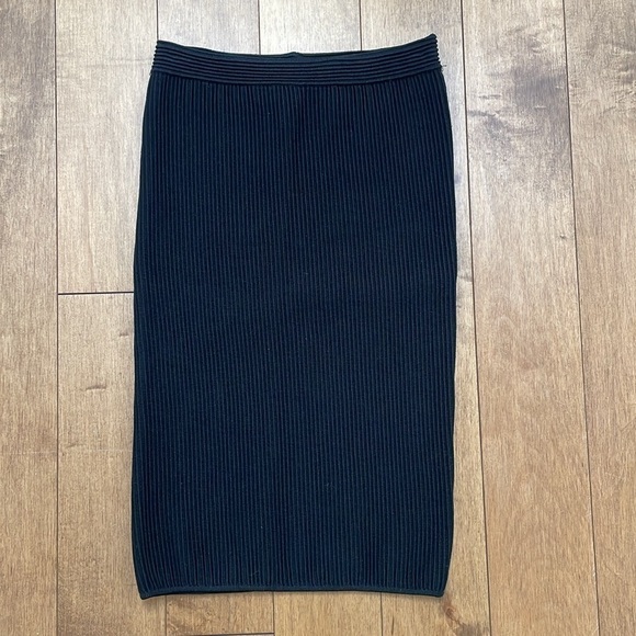 Ronny Kobo Collection Black Knit ribbed Pencil Skirt stretchy bodycon tight sz S - Picture 2 of 13